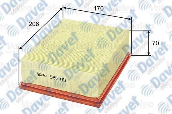 VALEO 585011 Hava Filtresi Citroen Xsara. Picasso 2.0 Hdi Peugeot 206 2.0  ####